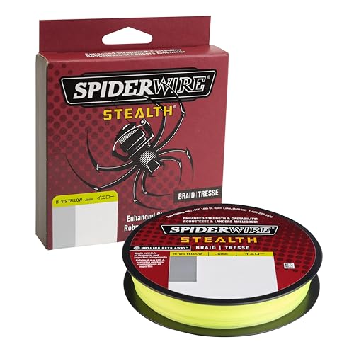 SpiderWire Stealth® Superline Angelschnur, hochsichtbar, gelb, 13,6 kg, 300 m, 274 m geflochtene Angelschnur, geeignet für Süß- und Salzwasserumgebungen