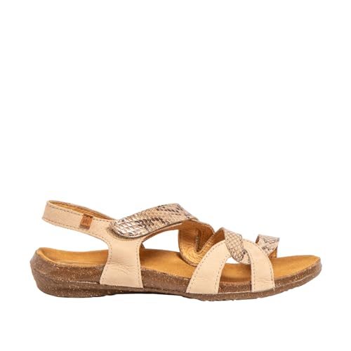 El Naturalista N5079S Wakataua Flache Damen-Sandalen, Creme-Beig, Breite 38