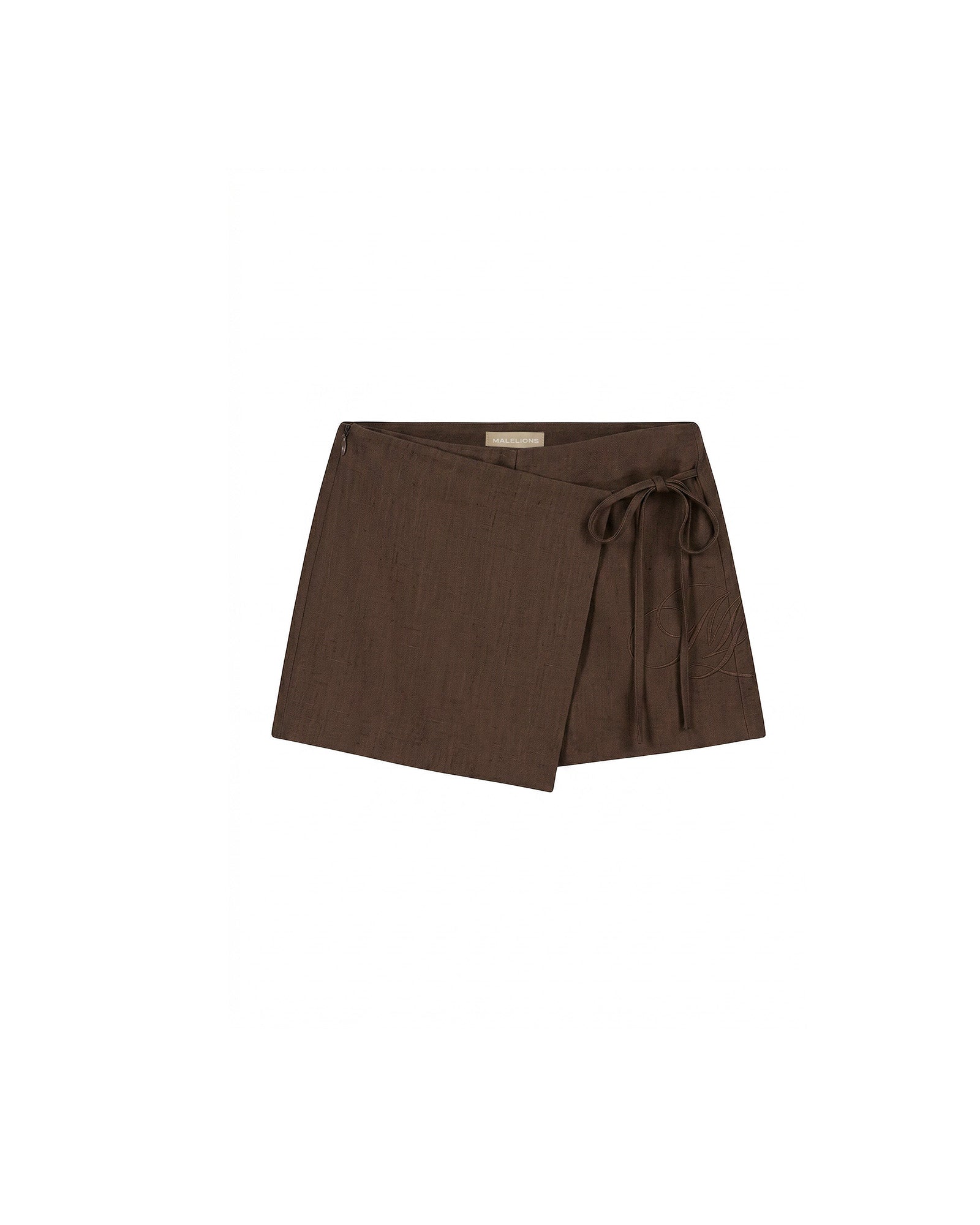 Malelions Women Linen Emblem Skort | Espresso