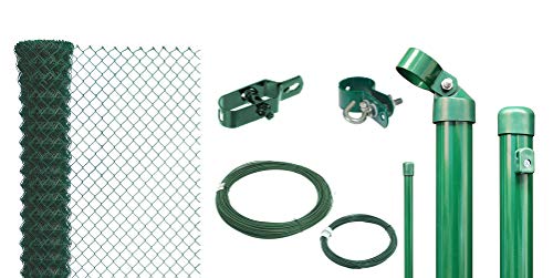 Alberts 634872 Maschendrahtzaun als Zaun-Komplettset, zum Einbetonieren | verschiedene Längen und Höhen | grün | Höhe 200 cm | Länge 50 m