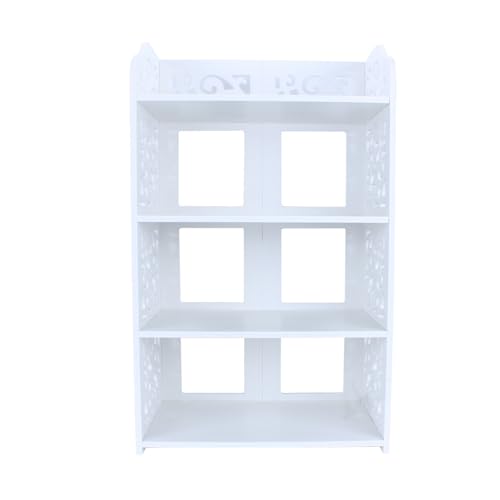Schuhregal Schmal, Schuhablage Weiß Hoch Schuhschrank 4 Ebenen Bücherregal Freistehendes Badezimmer-Regal Modern Geschnitzt Schuhschrank Wasserdicht für Wohnzimmer Flur Eingang 40×23×71cm