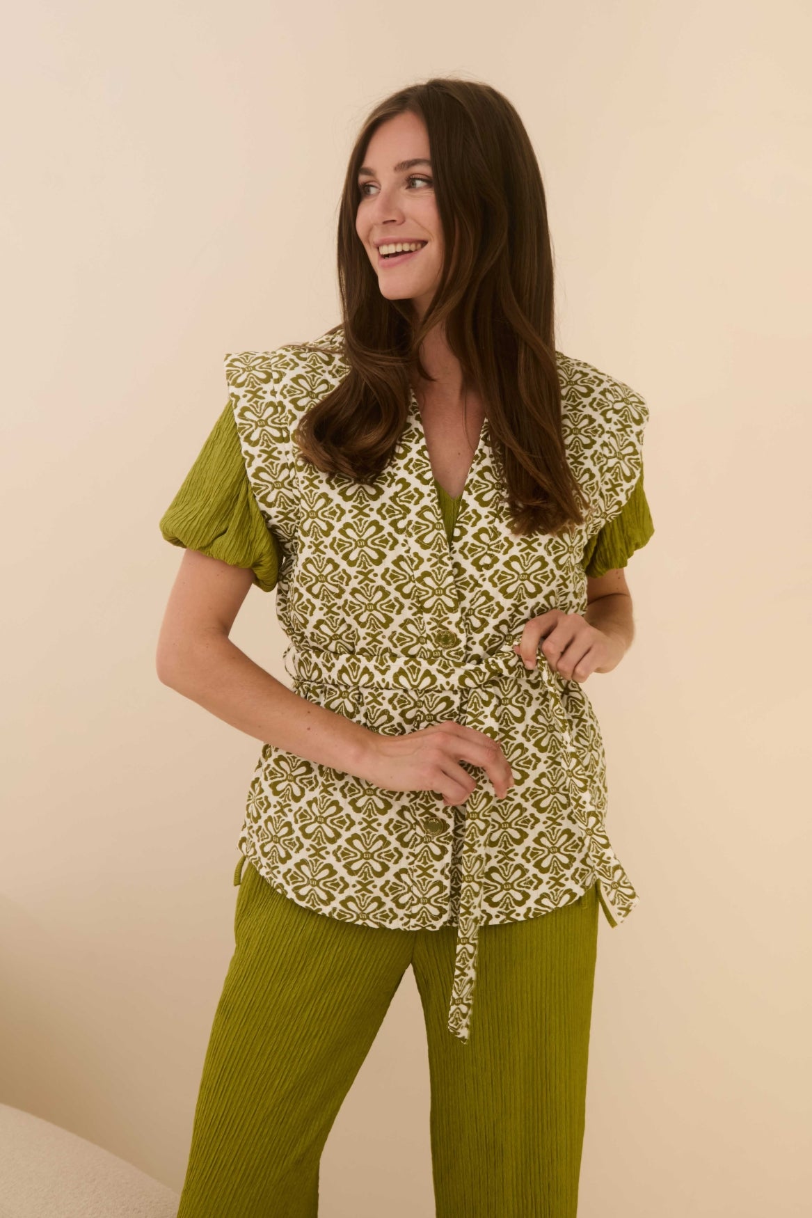 Gilet Chiara | Green Element Print
