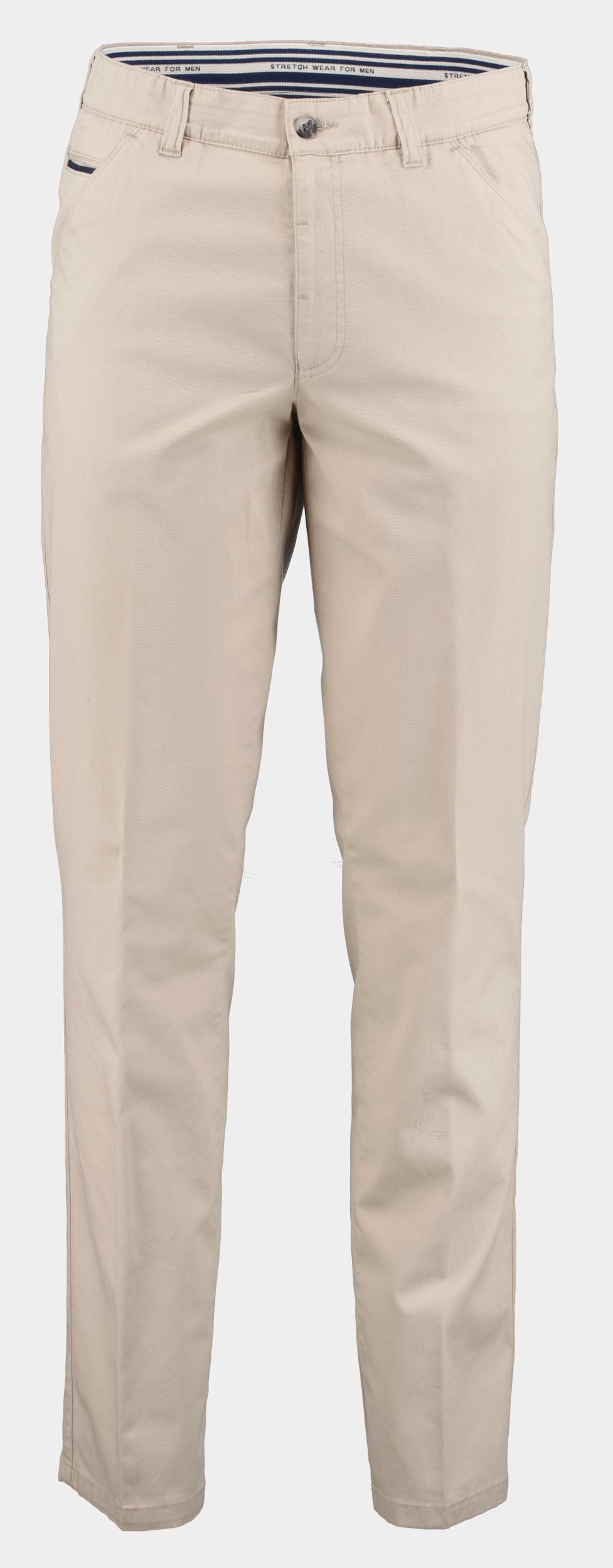 50% Korting F043 Katoenen Broek Beige Stretch Katoen Flatfront 2049.1.02.001/090 | Bos Men Shop