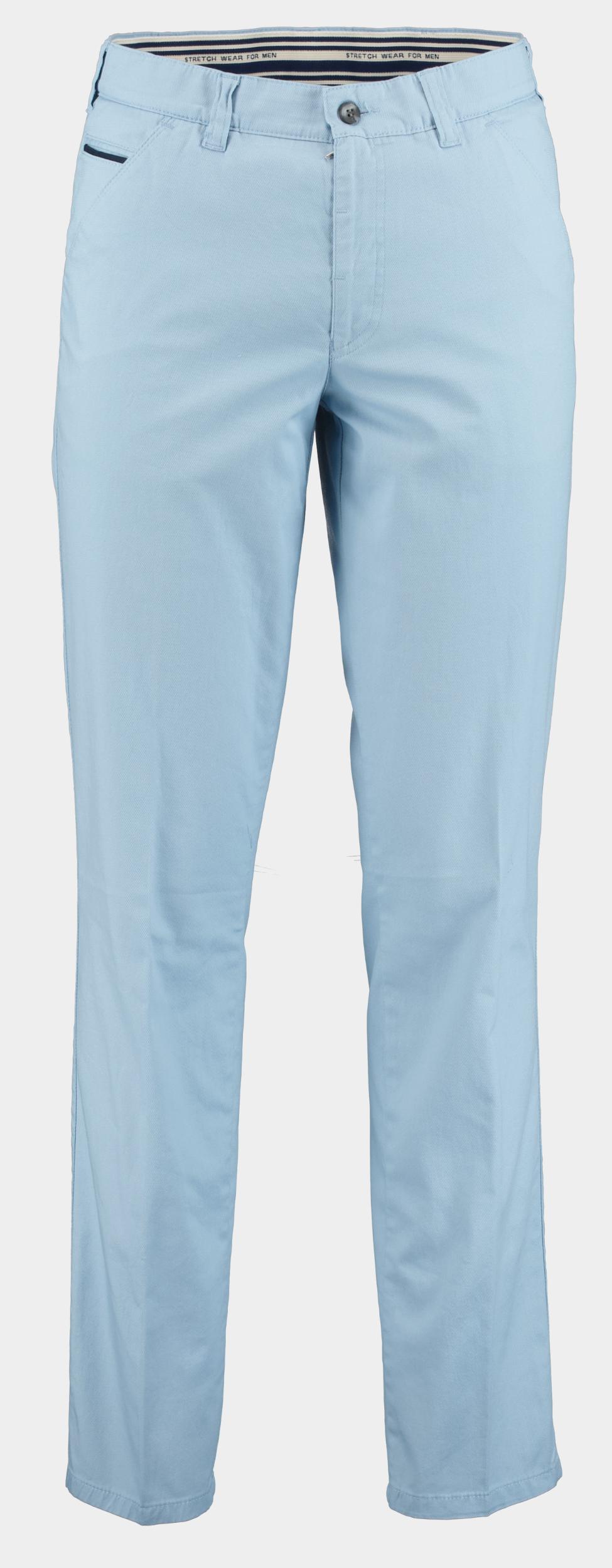 50% Korting F043 Katoenen Broek Blauw Stretch Katoen Flatfront 2049.1.02.001/603 | Bos Men Shop