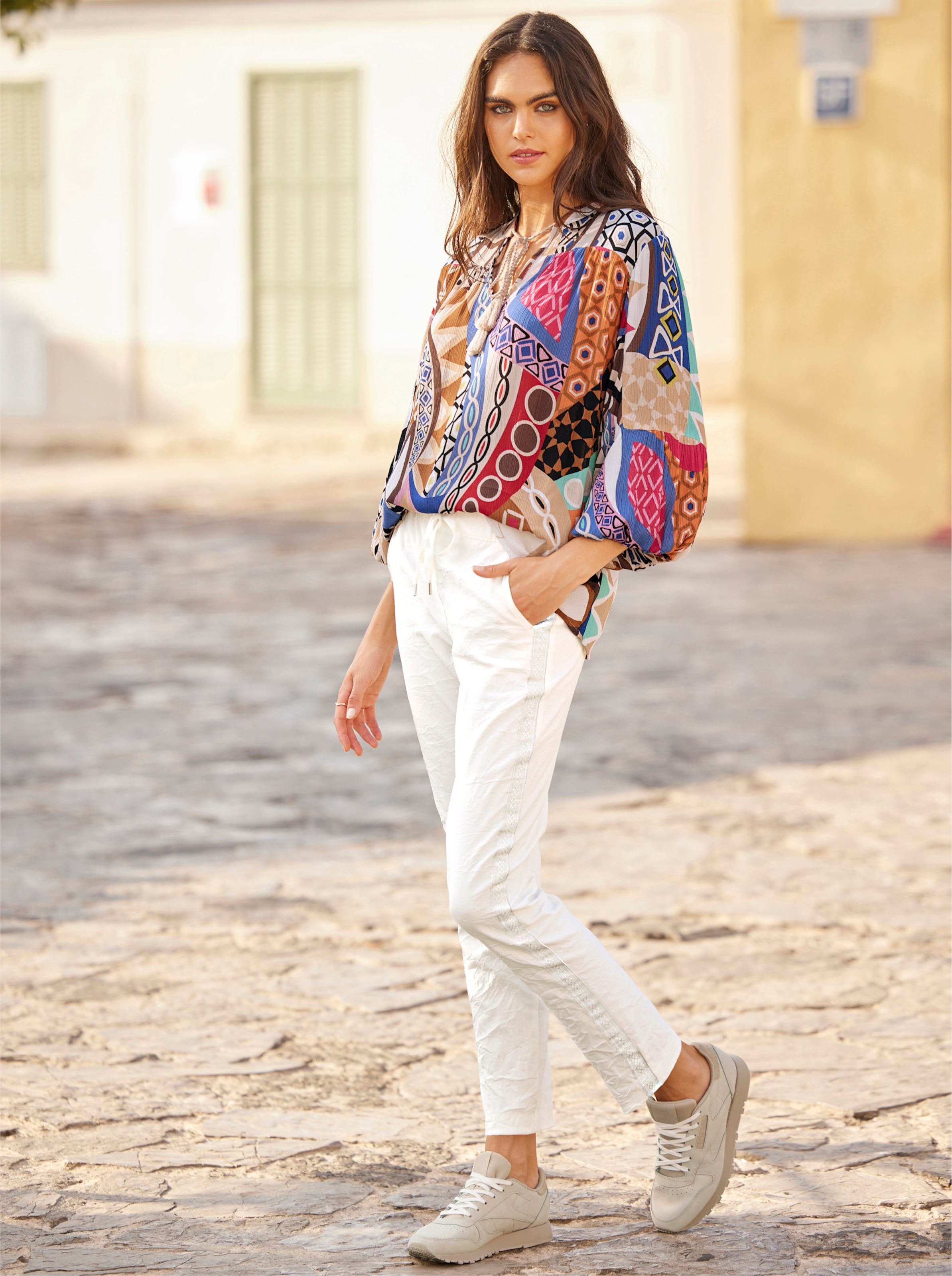 Blouse met print en ballonmouwen