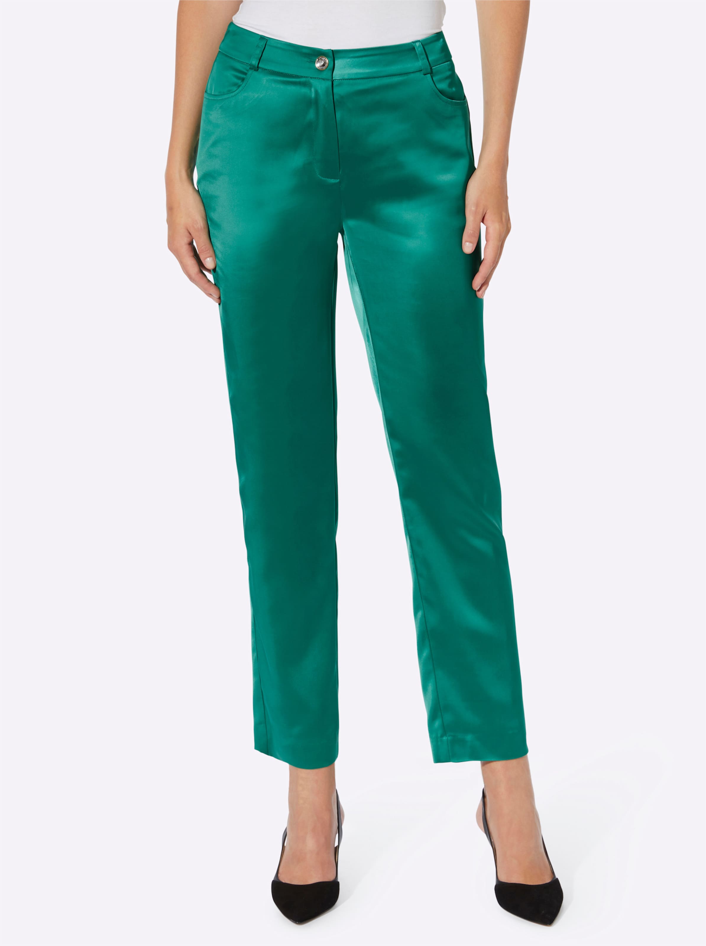 Broek van subtiel glanzend materiaal