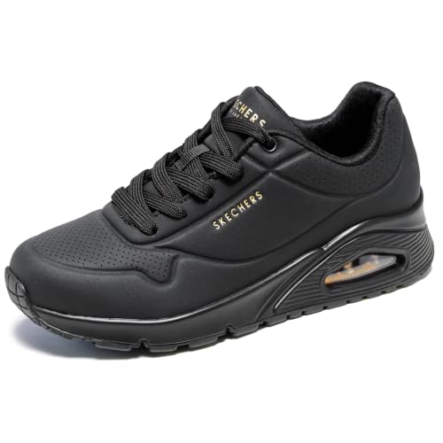 Skechers Damen Uno Stand On Air Weit Trainers, Black Durabuck Mesh, 42 EU Weit