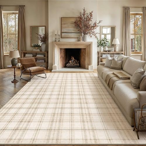 PureCozy Teppich Wohnzimmer 200x300cm Beige Groß Waschbarer rutschfest