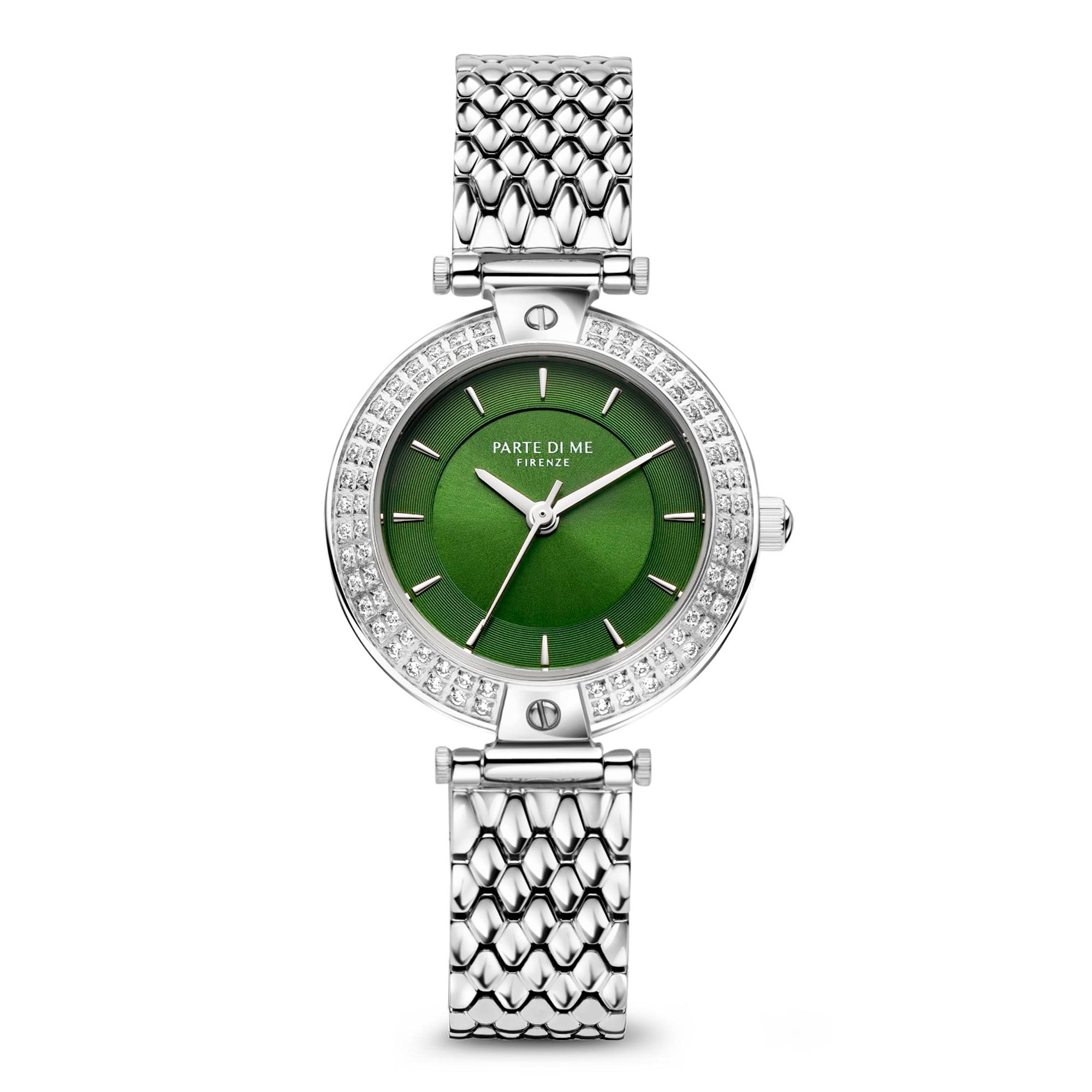 Parte Di Me Orologio Rond Dameshorloge Zilverkleurig en Groen PDM09010