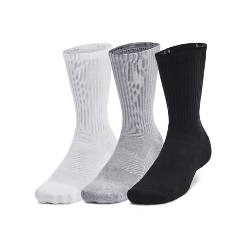 Under Armour Unisex-Erwachsene Training Cotton Crew 3 Pack Socke, (035) Stahl/Weiß/Schwarz, X-Large (6er Pack)
