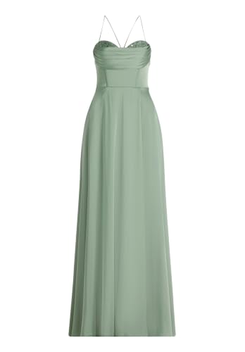 Vera Mont Damen Abendkleid mit Wasserfallausschnitt 42, Foggy Green