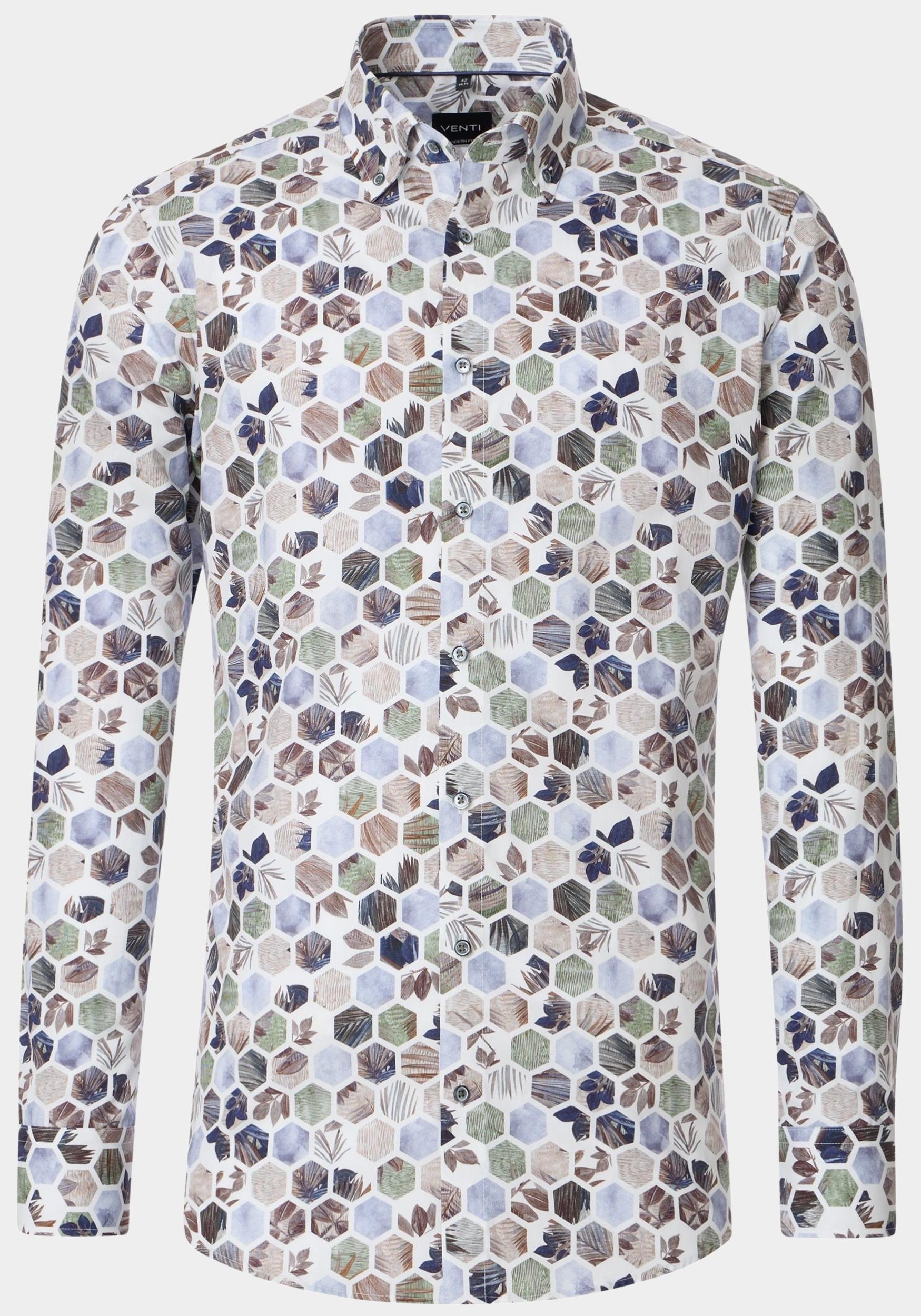 50% Korting Venti Business Hemd Lange Mouw Blauw B.D. Modern Fit 154411700/100 | Bos Men Shop