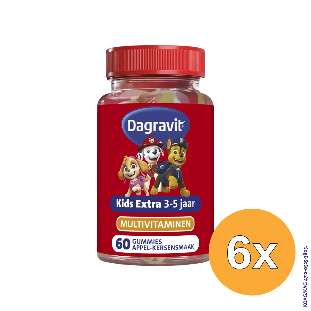 6x Dagravit Kids-Xtra Multi 3-5 Jaar Paw Patrol (60 gummies)