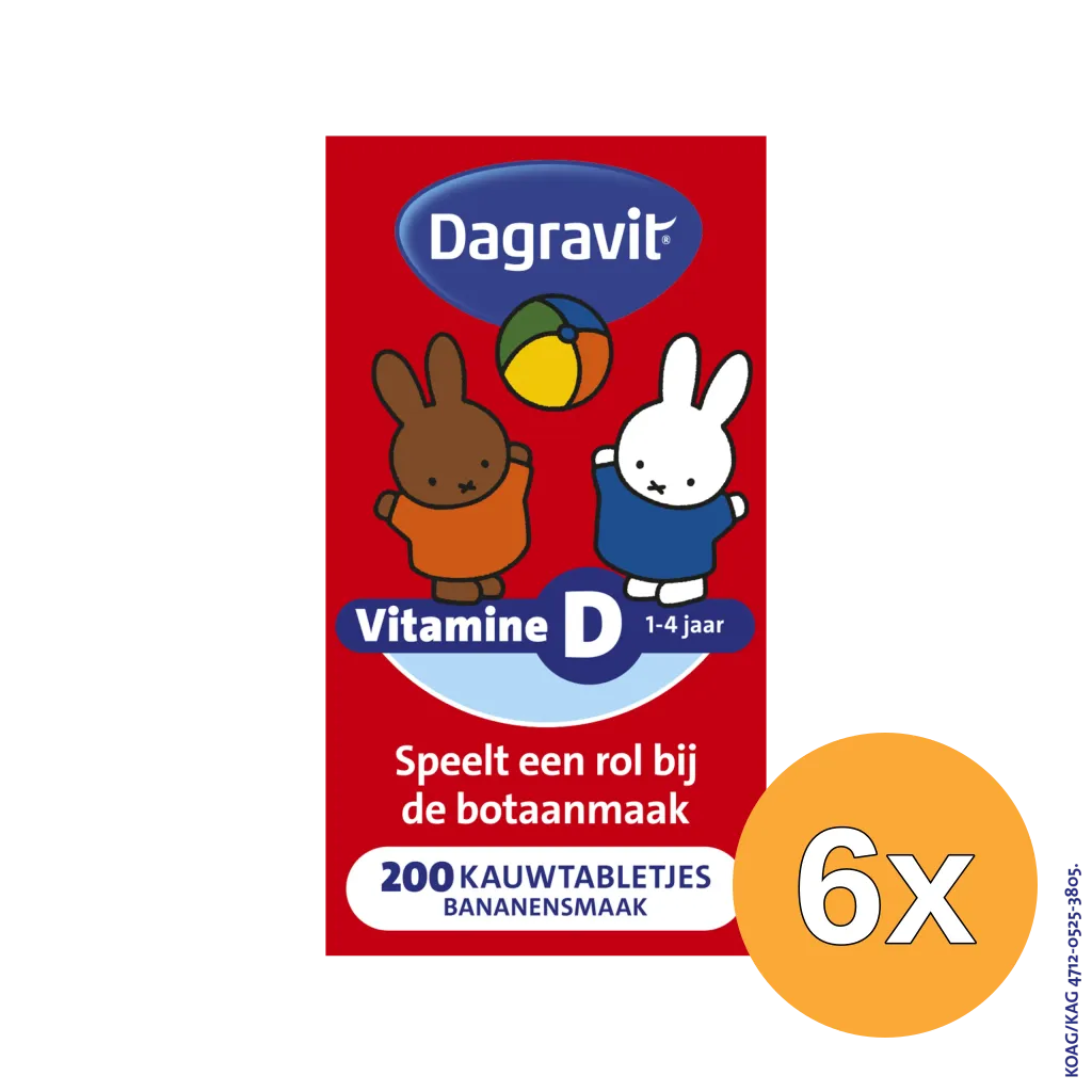 6x Dagravit Kids Vitamine D Kauwtabletjes (200 kauwtabletten)