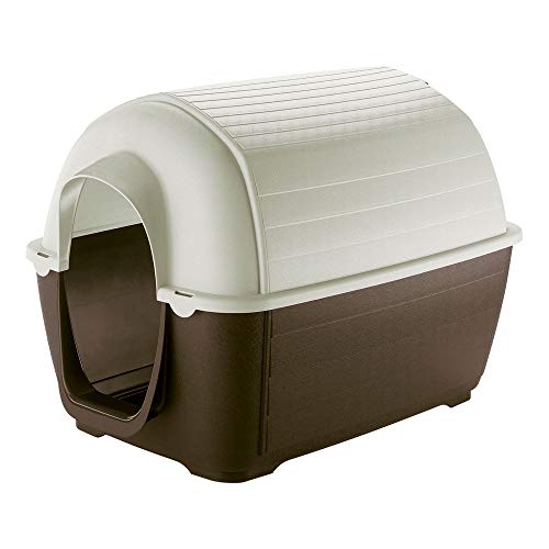 Ferplast Outdoor Hundehütte Kenny 05 Hundehütte aus Schlag- und UV-beständigem Thermoplast, Drainage-System, Lüftungsgitter, Zum reinigen Dach abnehmbar, 70 x 100,6 x h 70,5 cm