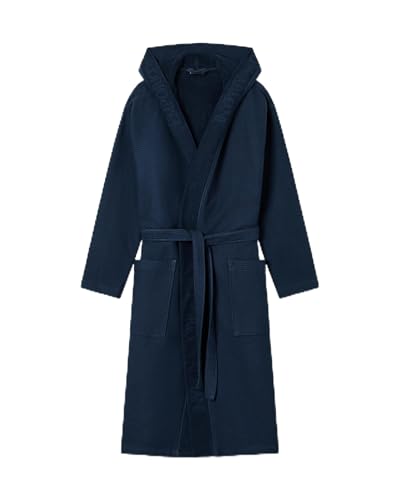 EMPORIO ARMANI Unisex-Bademantel, Waffelmuster, Blau, Größe M