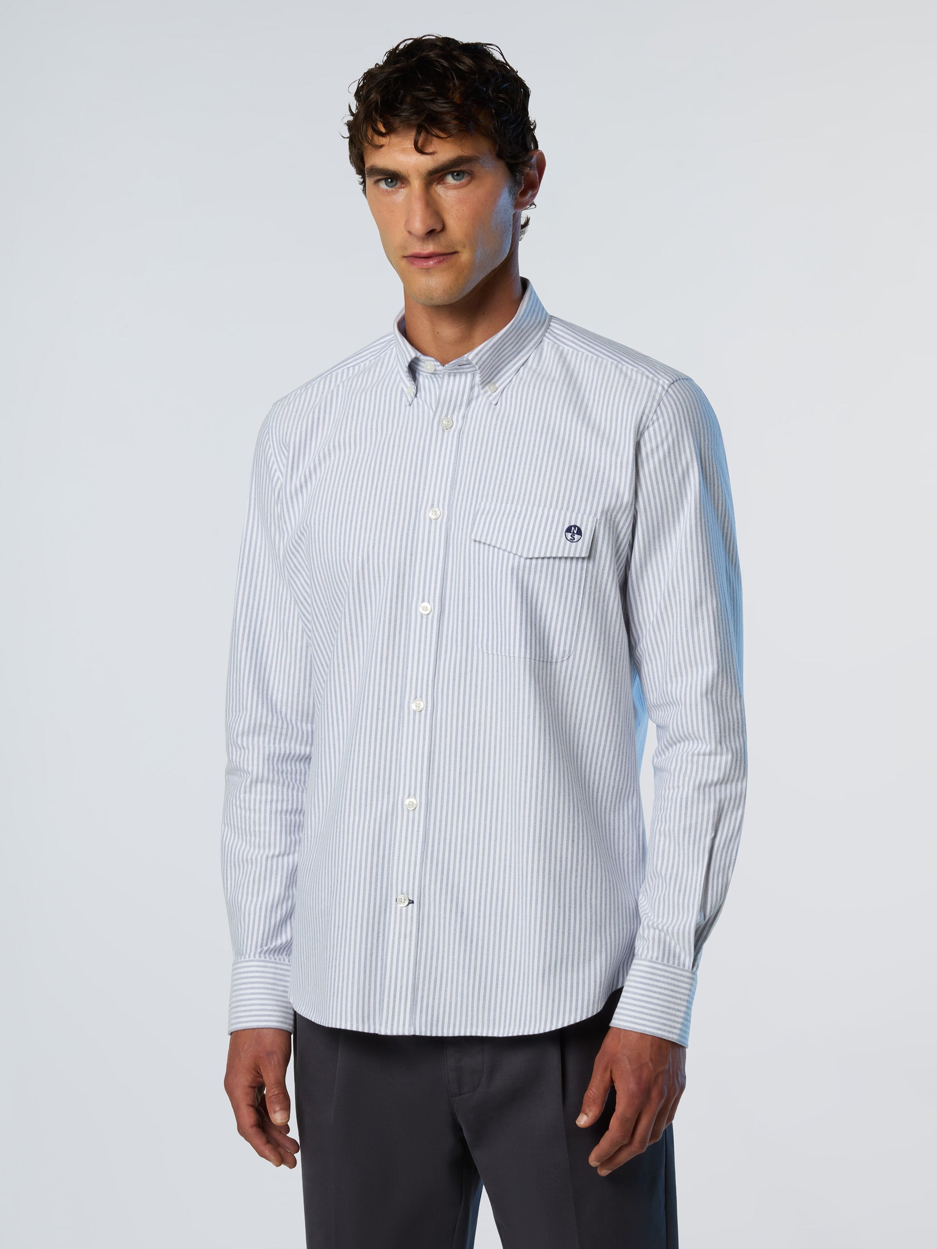 Brushed striped Oxford shirt
