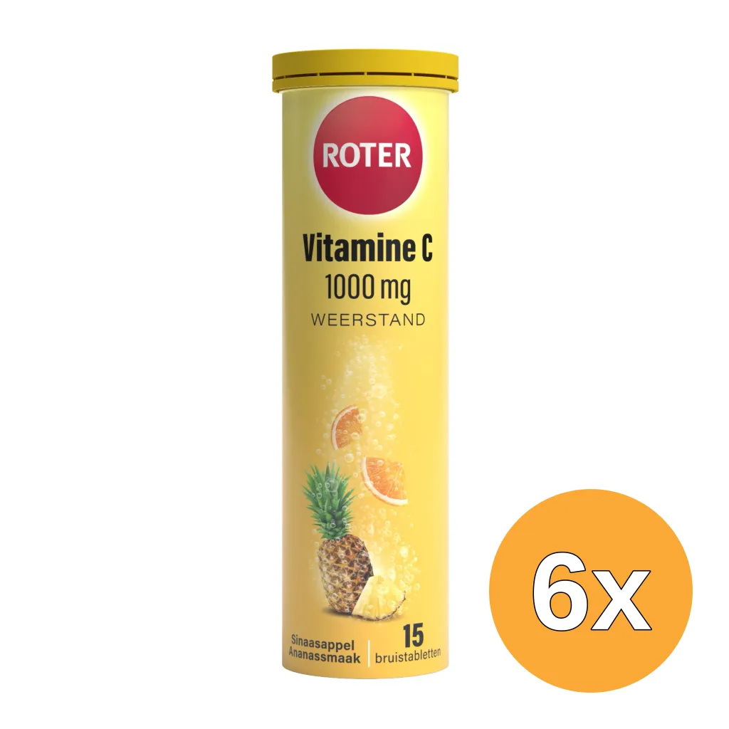 6x Roter Vitamine C 1000mg Sinaasappel-Ananas bruistabletten (15 tabletten)