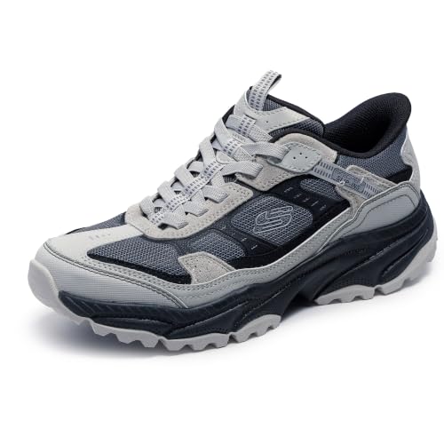 Skechers Vigor AT Herren-Sneaker zum Reinschlüpfen, Grau/Schwarz, 6.5 Wide