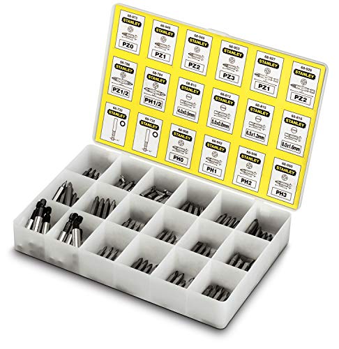 Stanley Bit-Sortiment 190-teilig inkl. 10 Bithalter, Pozidriv, Phillips, Schlitz, Magnetadapter 60 mm, 1-68-741