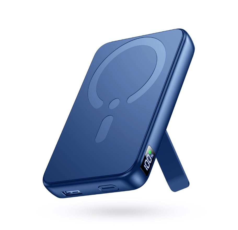 Powerbank für MagSafe 12000mAh, Externe Handyakkus mit Ständer, Tiefblau