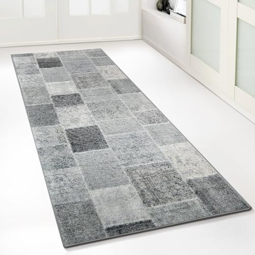 Floordirekt Teppichläufer mit Muster, Monsano Anthrazit, 80 x 500 cm