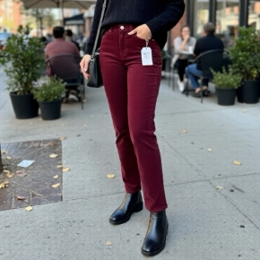Norfy straight rib broek bordeauxrood SALE