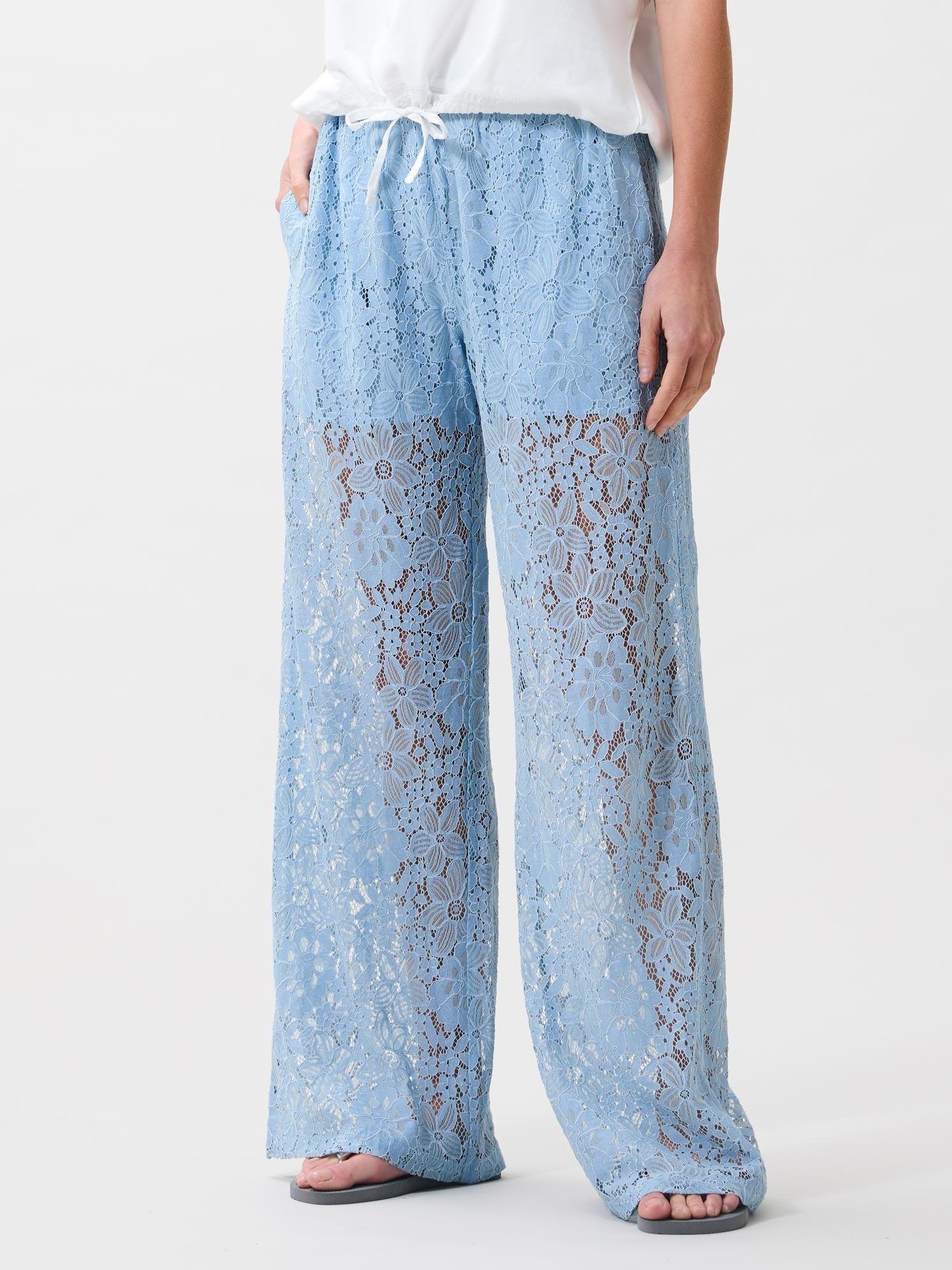 Pull on lace trousers | Powder Blue