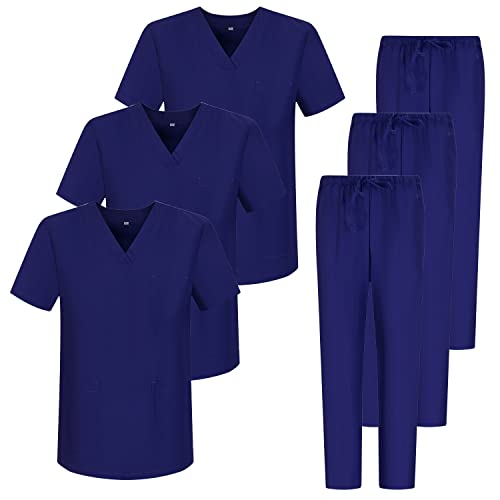MISEMIYA - Packung * 3 Sets - Unisex-Hygieneuniform MEDIZINISCHE SANITÄREINHEITEN SANITÄRSETS 3-6801-6802 - Large, Lila 68