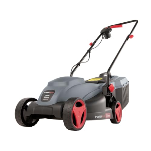 Power Plus Elektrischer Rasenmäher POWEG63705-1300 W, 320 mm Ø Rasenmäher, Gartengerät, mit Grasaufnahme und Heckauswurf