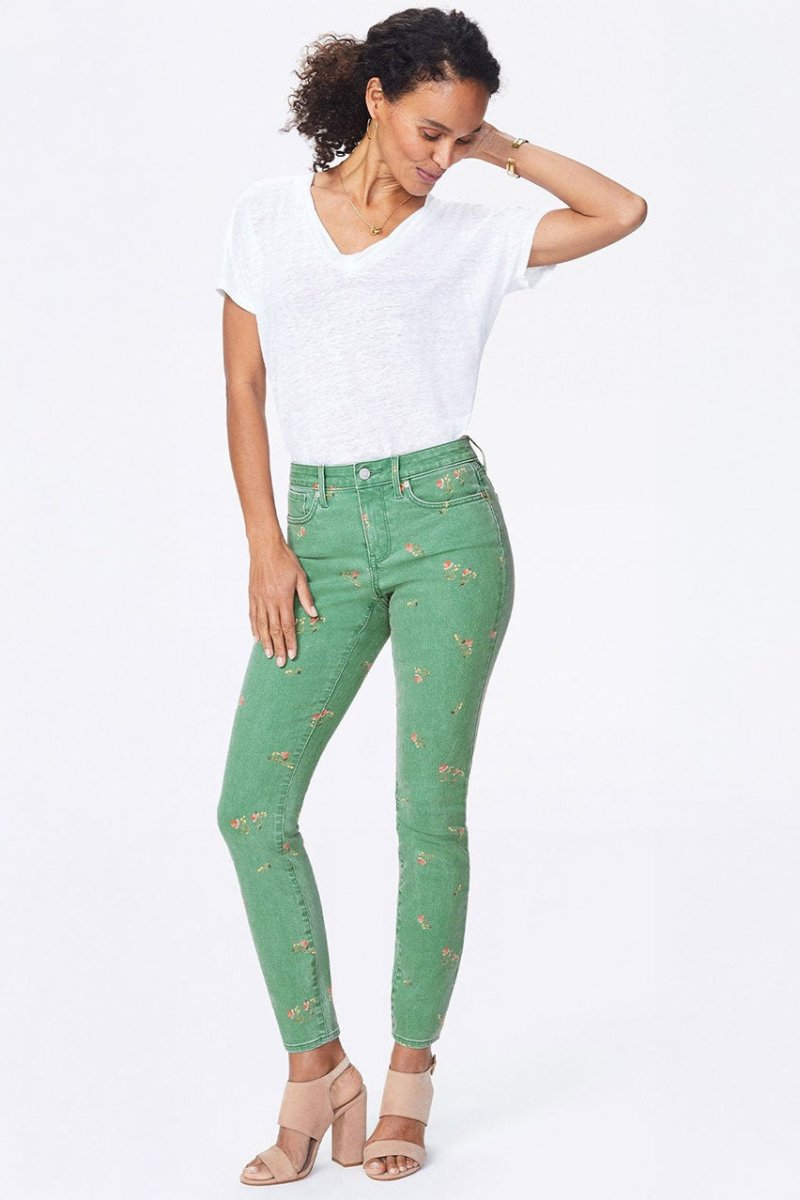 Ami Skinny Jeans Groen Twill | Native Floral Vanilla