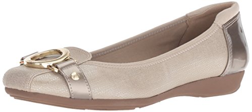 Anne Klein Damen Umeko Ballet Flat Ballerinas, Metallic Taupe, 37.5 EU