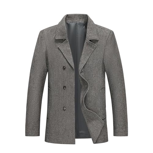 Allthemen Mantel Jacke Herren Lang Slim Fit Winter Wollmantel herren Dicker Übergangsmantel Braun XL