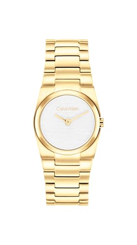Calvin Klein Zwei-Zeiger-Quarzwerk-Uhr für Damen Kollektion CK UNITE mit Goldfarben Edelstahlarmband - 25100122