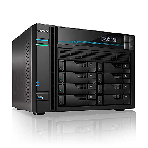 Asustor Lockerstor 8 AS6508T 8 Bay NAS - Netzwerkspeicher Gehäuse, Quad Core 2.1GHz CPU, 8GB RAM DDR4, M.2 NVMe SSD