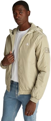 Calvin Klein Herren Jacke Padded Hooded Harrington Übergangsjacke, Beige (Nordic Dust), XXS