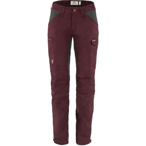 Fjallraven Womens Kaipak Trousers Curved W Pants, Dark Garnet-Dark Grey, 34