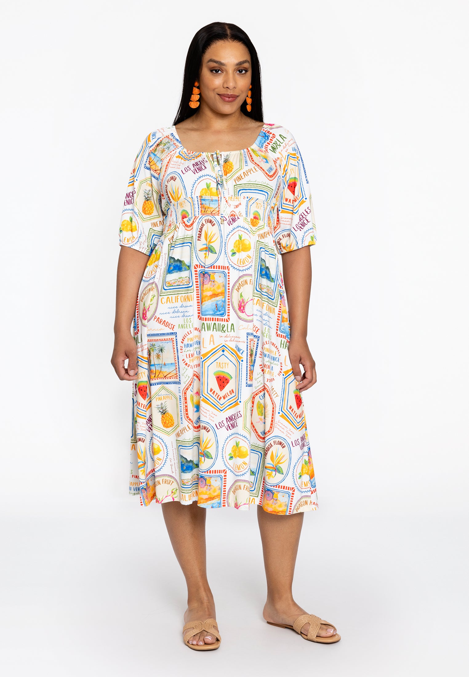 Jurk met gesmokte taille TROPICANA