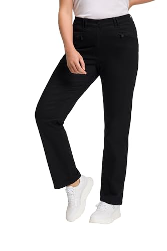 Ulla Popken Damen große Größen Übergrößen Plus Size Basic Stretchhose Mony, farbecht, leicht schmal zulaufend schwarz 64 802969100-64