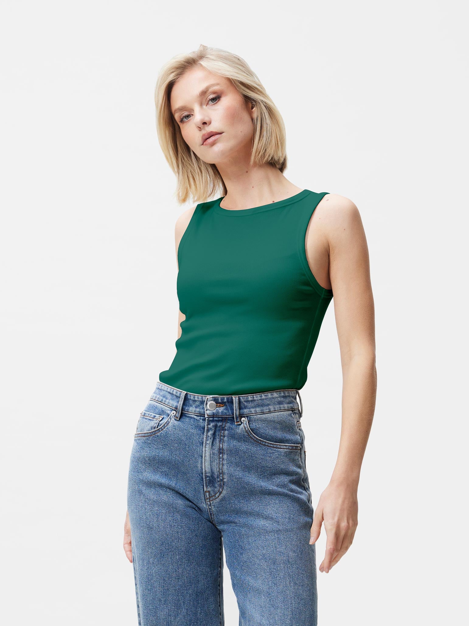 Classic rib singlet | Wild Green