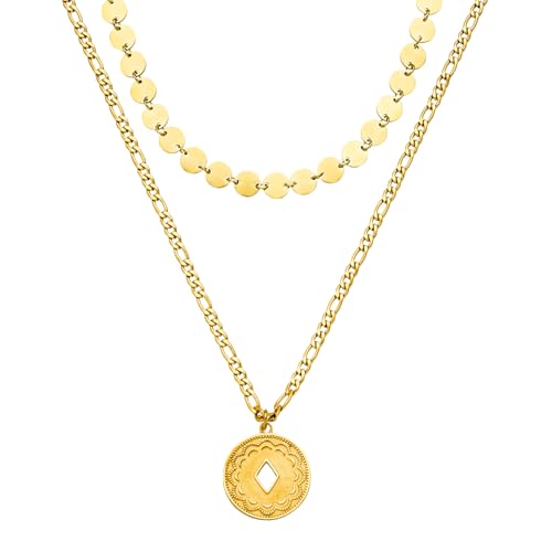 Purelei Waikiki Ketten-Set – 2-teiliges Damen Layering Schmuckset mit Lolani Necklace & Kalani Necklace – Edelstahl, wasserfest, verstellbar 35–50 cm – Gold/Silber/Roségold (Gold)