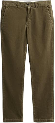 Tommy Hilfiger Herren Chino Hose Denton Corduroy Straight Fit, Grün (Battle Green), 32W/32L