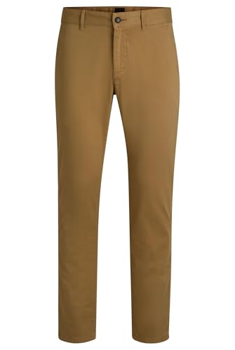 BOSS Herren Chino Slim Slim-Fit Chino aus elastischem Baumwoll-Satin Beige 44/30