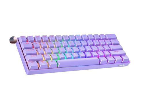Geeky GK61 SE 60% | Mechanische Gaming-Tastatur | 61 Tasten Multi Color RGB LED Hintergrundbeleuchtung für PC/Mac Gamer| ANSI US Amerikanisches Layout (Lavendel, Mechanical Speed Yellow)