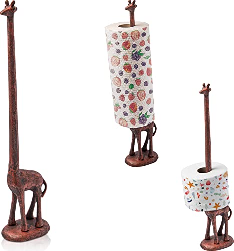 Giraffen-Papierhandtuchhalter für Küche oder dekorativer Toilettenpapierständer für Badezimmer – einzigartiger antiker Vintage-Rollenspender mit skurrilem Tier-Design für Heimdekoration