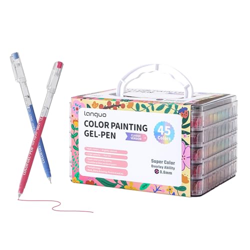languo Gelstifte für Erwachsene, 45 Farben, Farbstifte, Marker, Zeichnen, Kritzeln, Journaling, Kunstbedarf und Bastelarbeiten