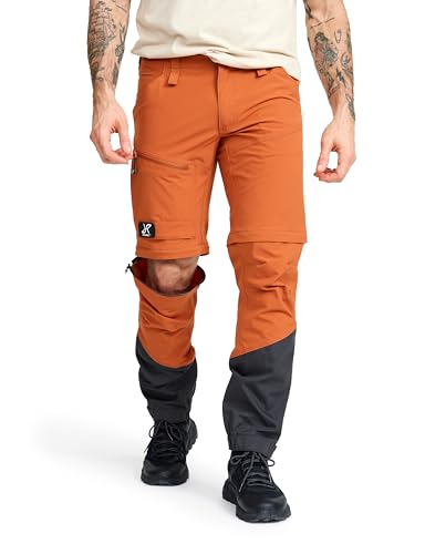RevolutionRace Range Pro Stretch T Zip-Off Pants für Herren, Wandelbare Wanderhosen für Outdoor-Aktivitäten, Teracotta Brown/Anthracite, S