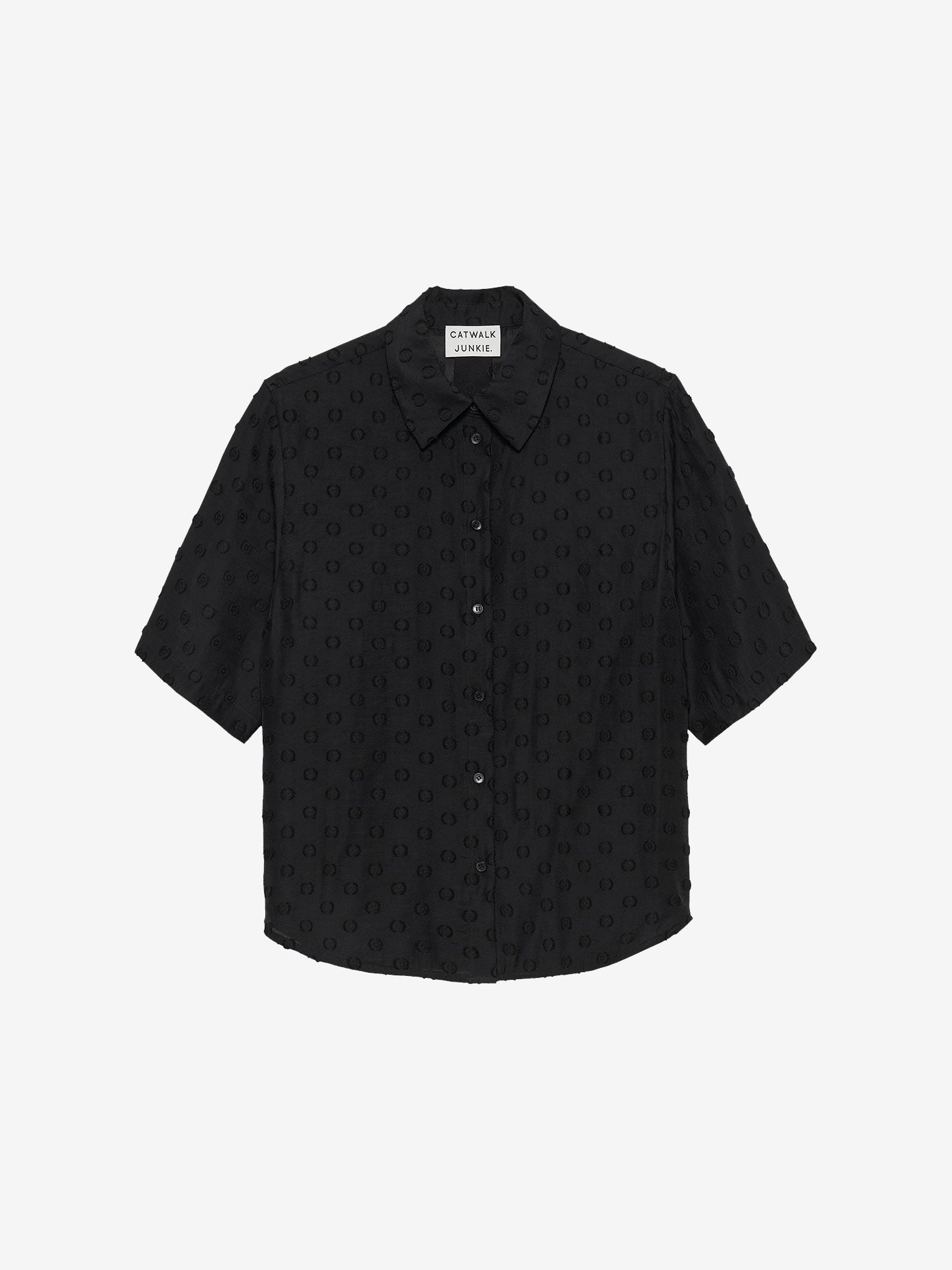 Stippen blouse met korte mouw | Black