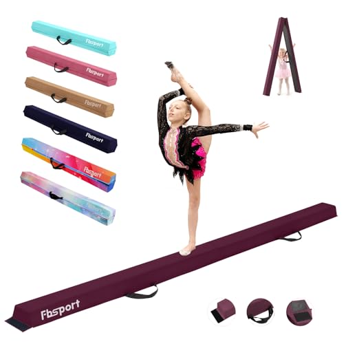 FBSPORT 240CM Faltender Schwebebalken, Gymnastik Balance Balken, Gymnastikboden Balken, Beflockungsschicht Balancierbalken, Balance Fitness Ausrüstung für Kinder