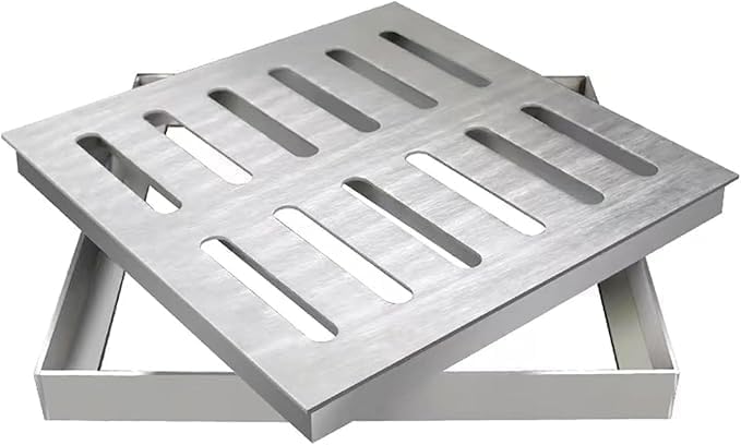Kanaldeckel-Kanalrost für den Außenbereich, Edelstahl-Entwässerungsrost und -Rahmen, Hochleistungs-Kanalablaufabdeckung Kanalablaufrost, Garagenbodenablaufsieb Garten-Regenwassergitter